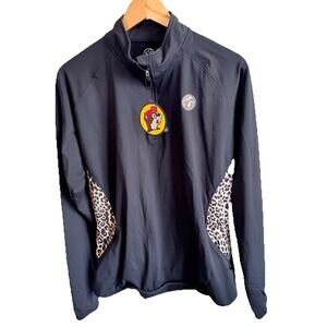 Buc-ees Bucees Women's XL Jacket Quarter Zip Pullover Pocket Leopard Cheetah NWT